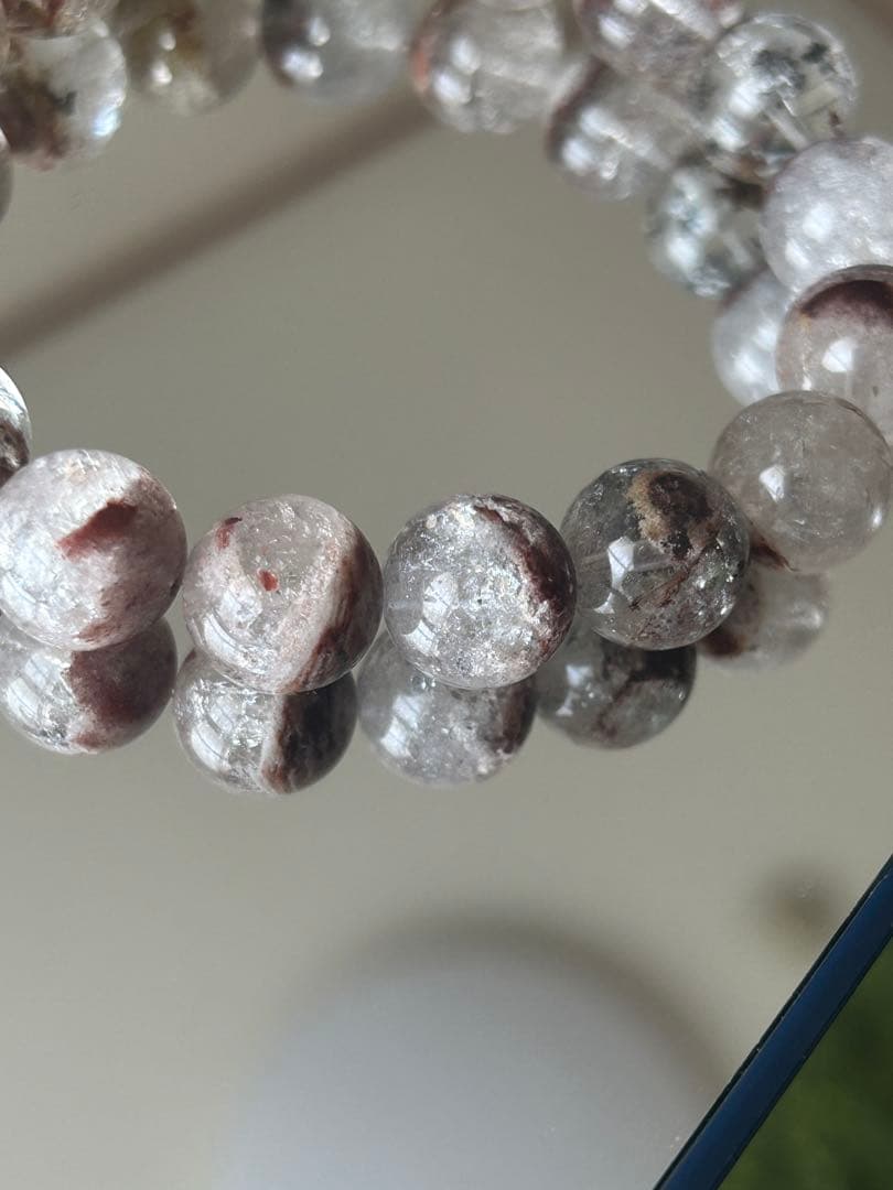 12mm★虹・ルチル入りガーデンクォーツ ブレスレット 内径17cm