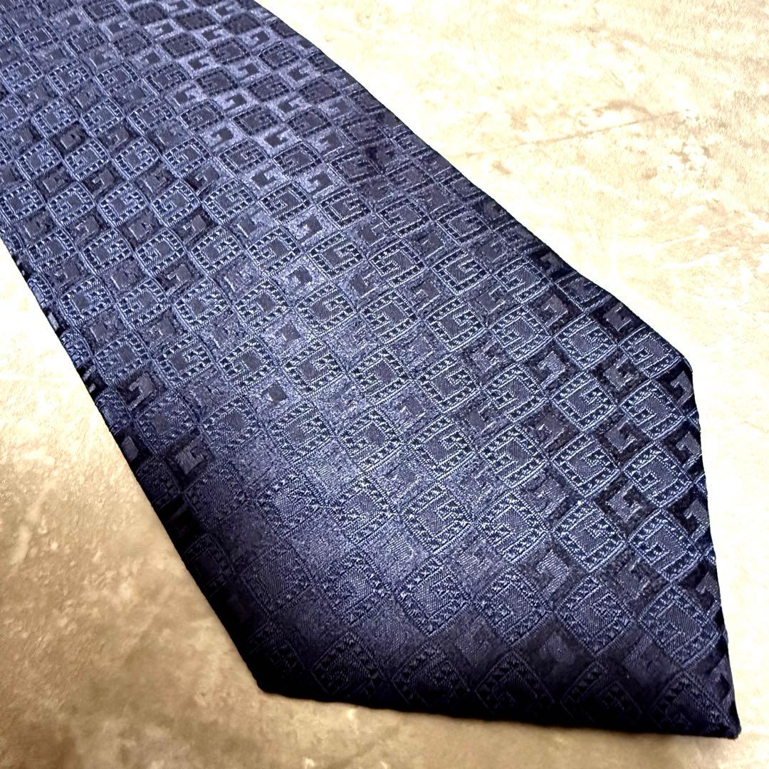 未使用級 GUCCI グッチ ネクタイ G柄 ネイビー ハイブランド シルク