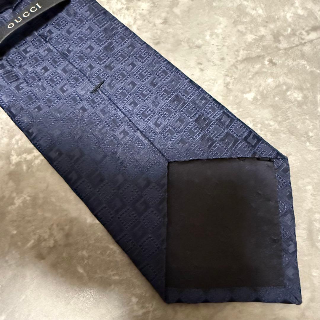 未使用級 GUCCI グッチ ネクタイ G柄 ネイビー ハイブランド シルク