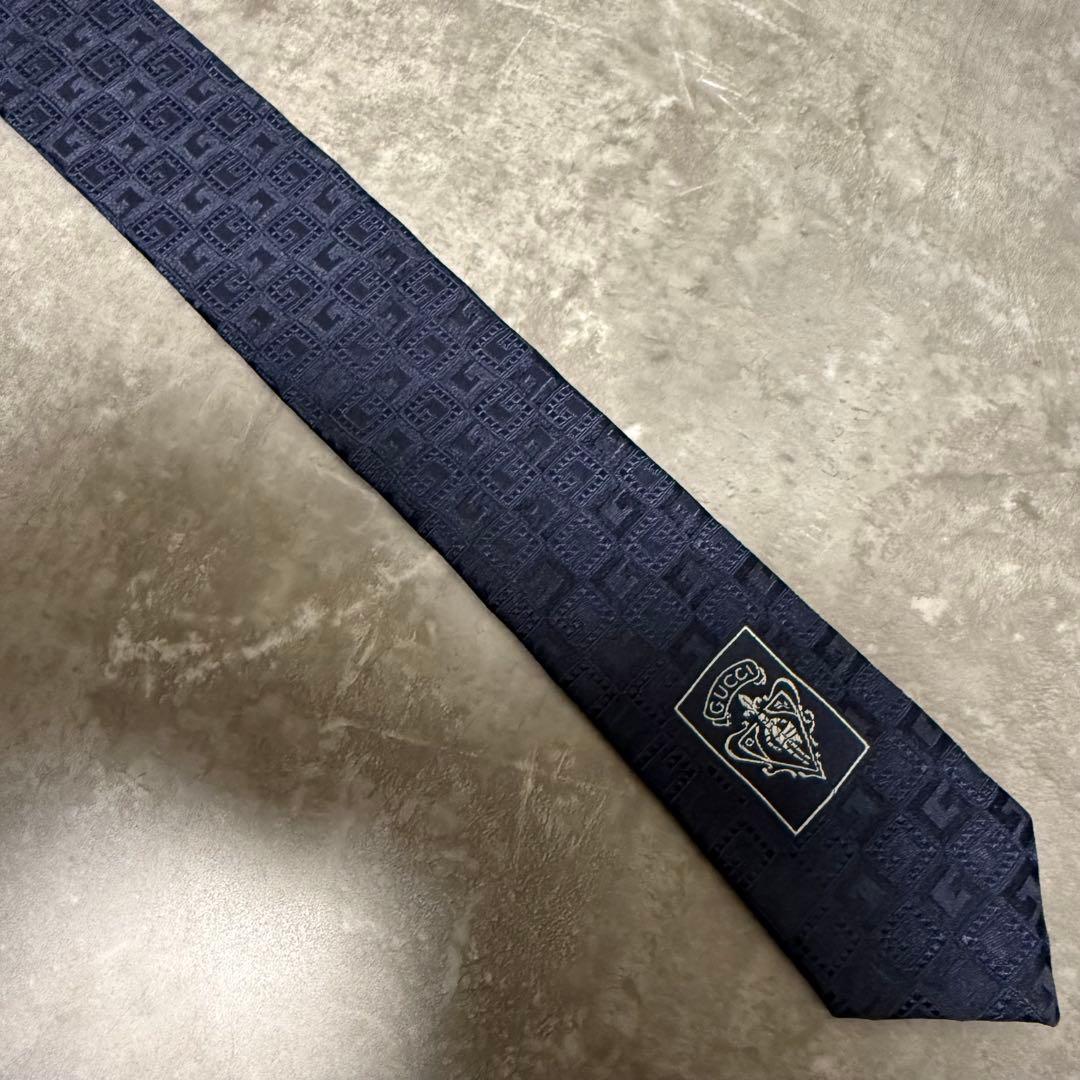 未使用級 GUCCI グッチ ネクタイ G柄 ネイビー ハイブランド シルク