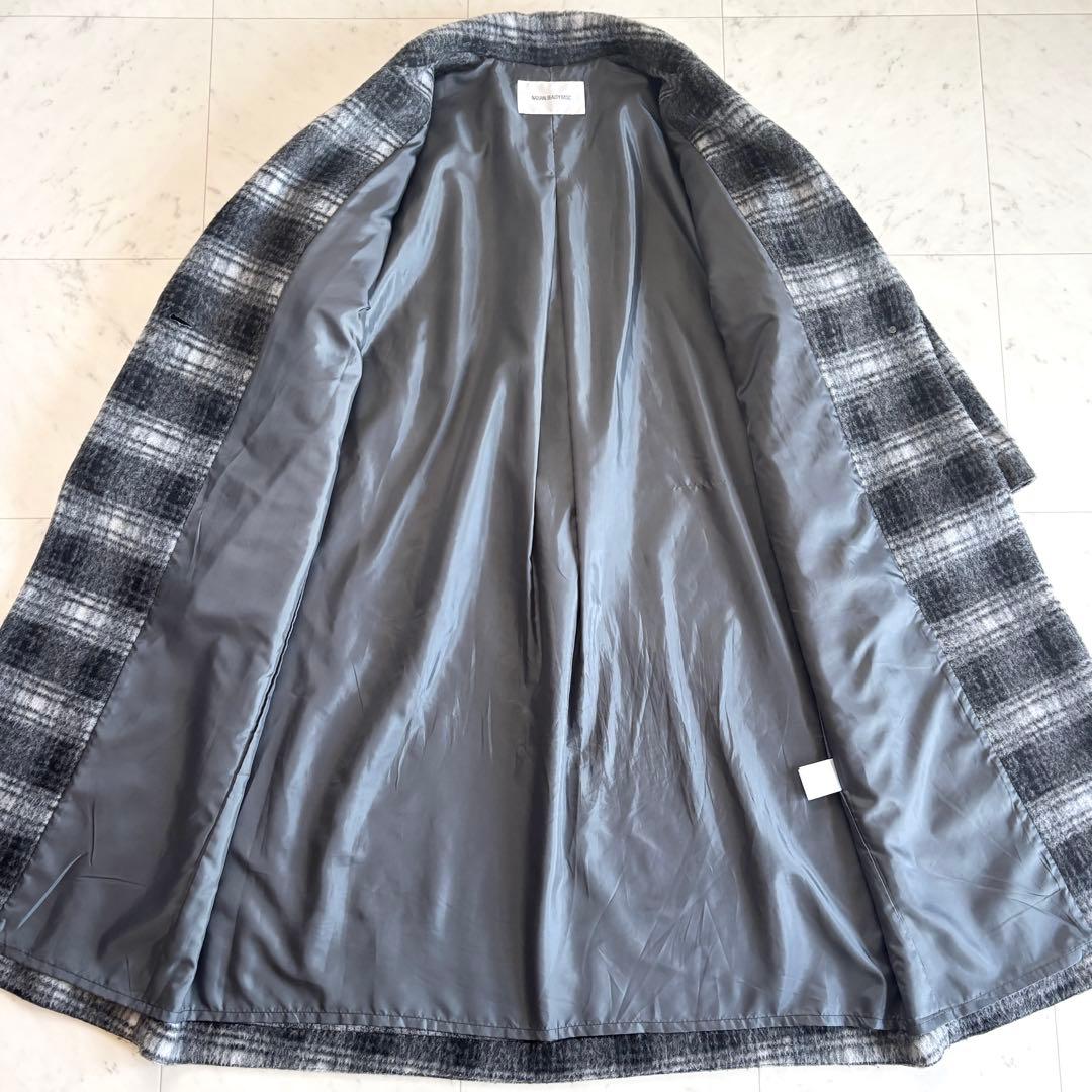 【美品】NBB シャギー チェスターコート ロング ゆったり チェック柄 M
