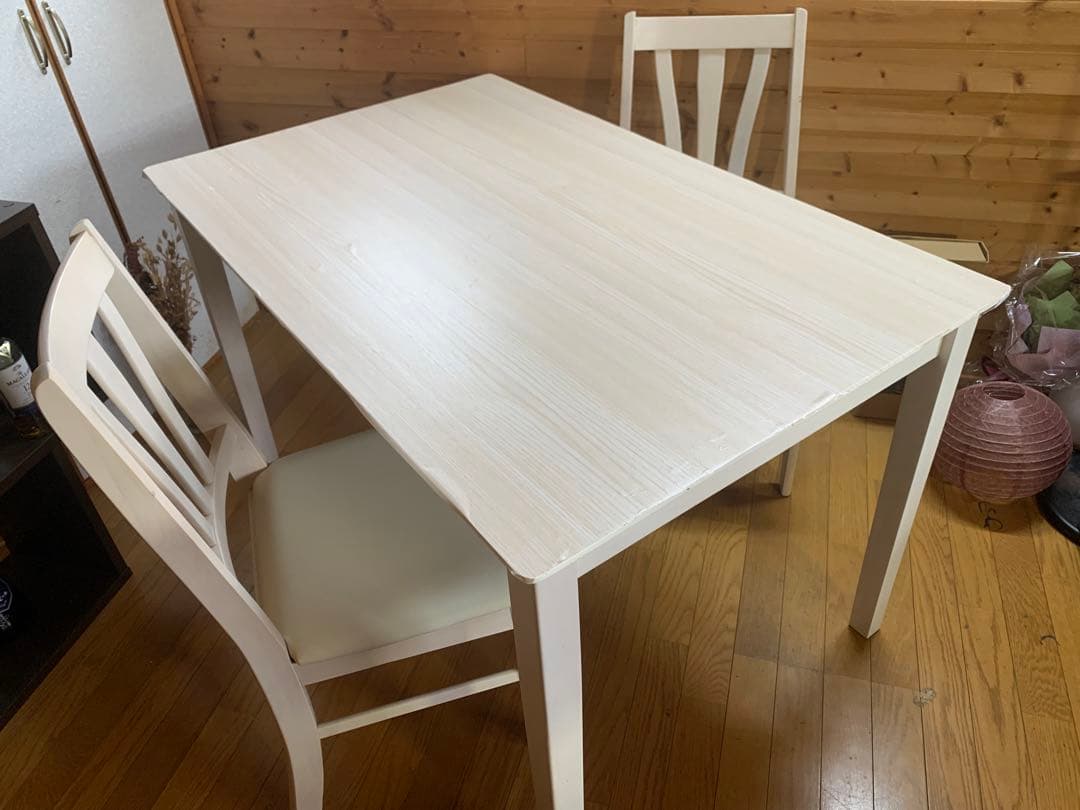 【送料無料】ダイニングテーブルセット ホワイト　アンティーク調