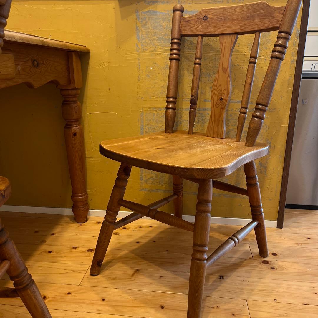 無垢材パインウッドチェアー　ヴィンテージ4脚セット