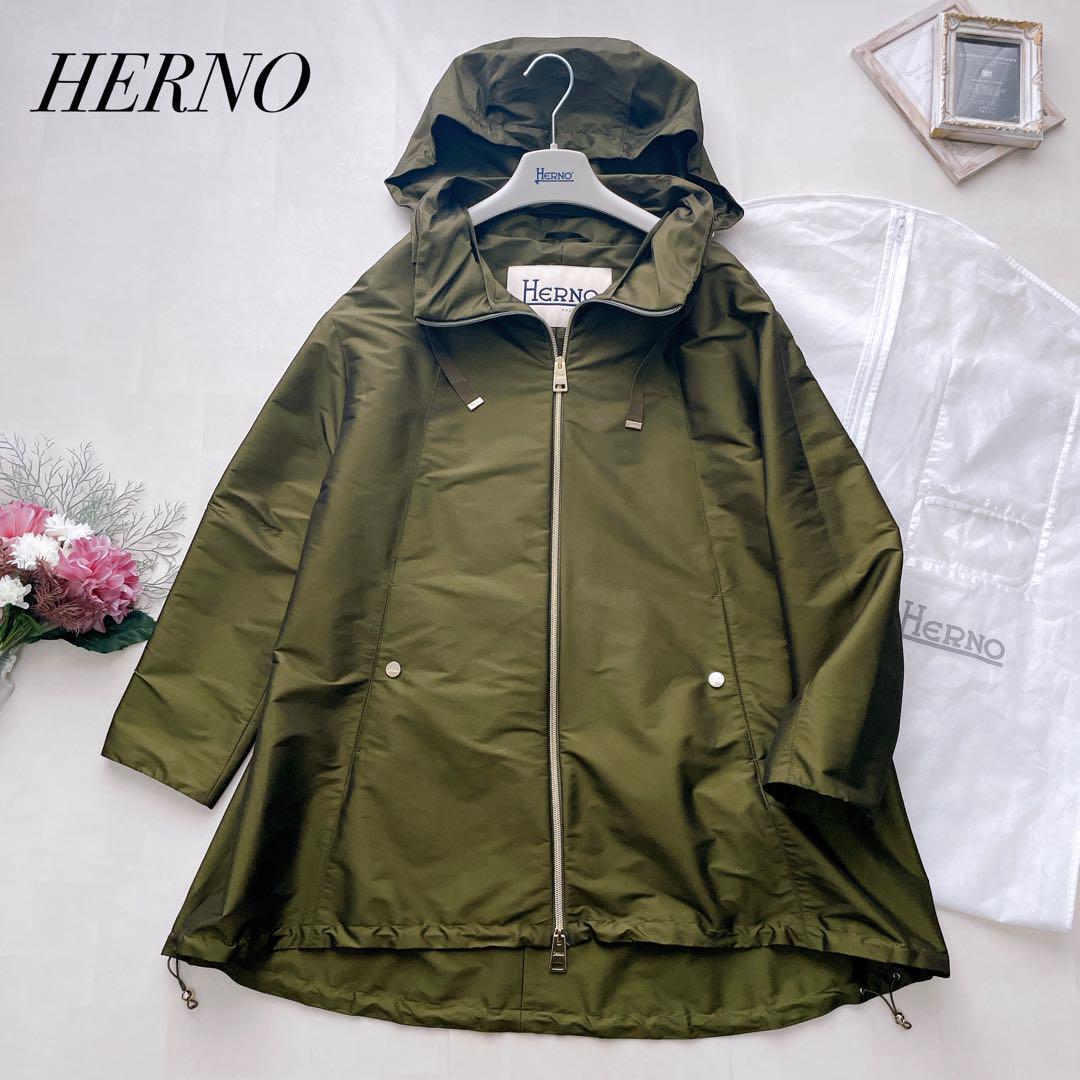 未使用美品✨ヘルノ ナイロンコート モッズコート ロゴ刻印 2way 42