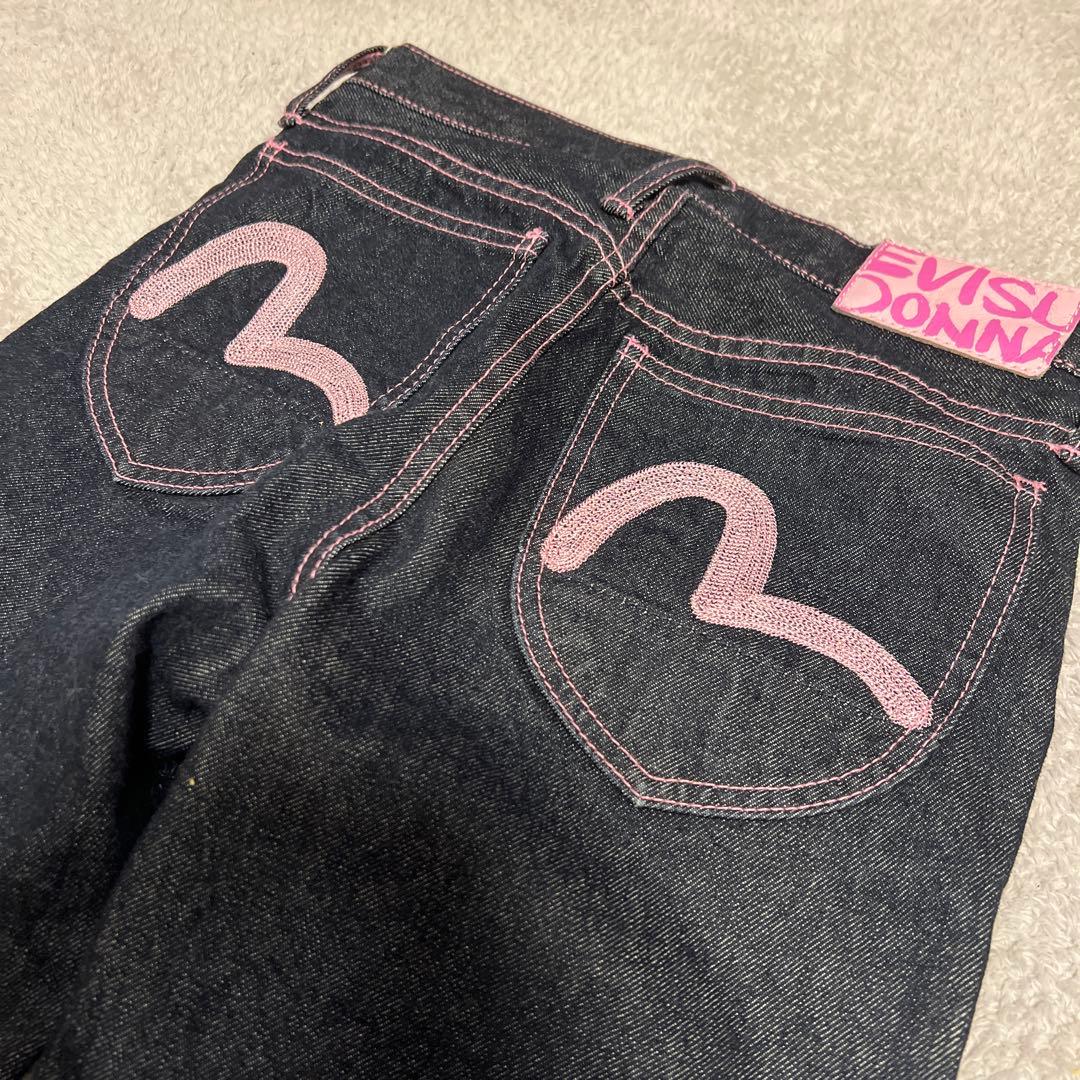 美品✨エビスEVISU　デニム　ピンク　カモメ　ステッチ　ジーンズ24インチ