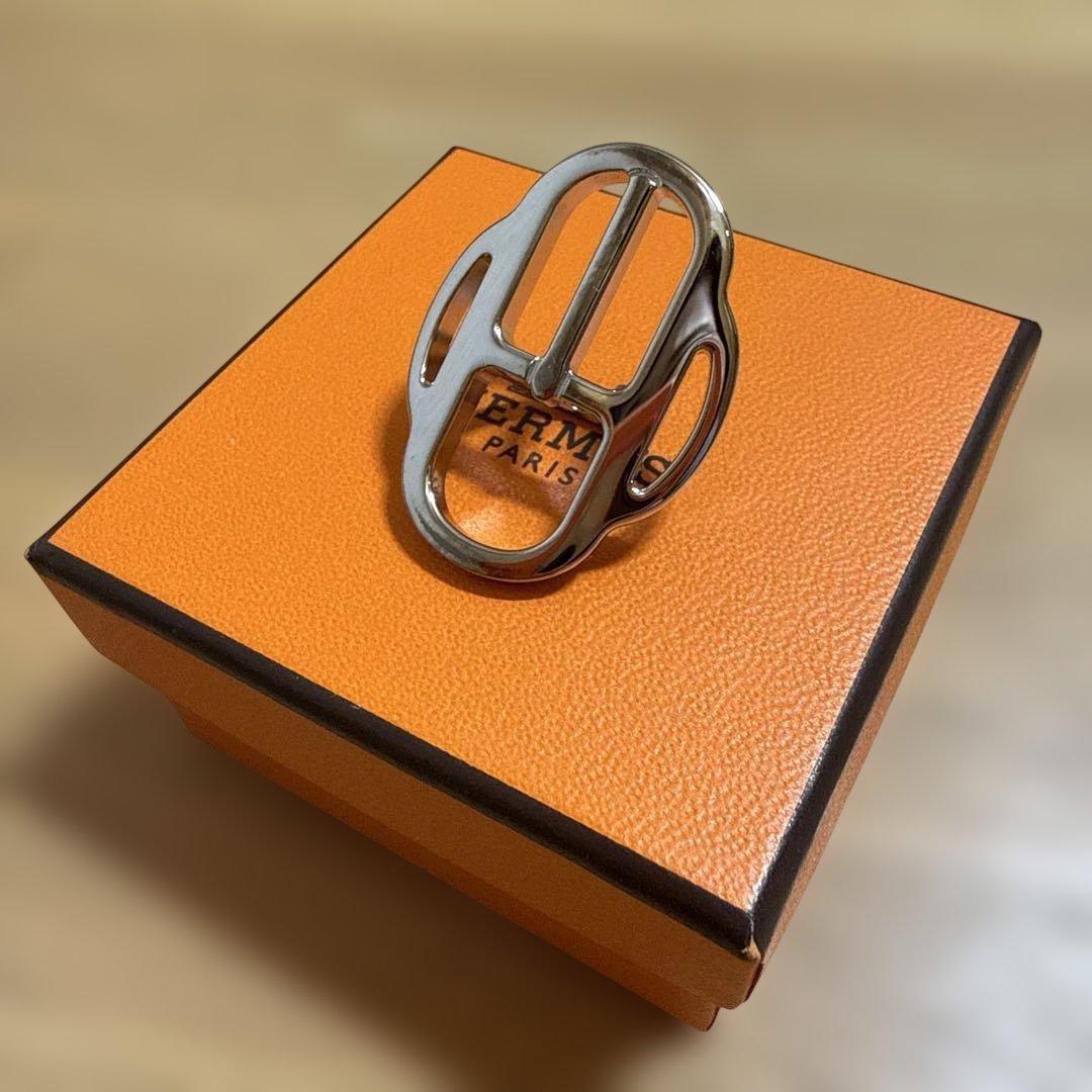 HERMES ツイリーリング　スカーフリングミニ・バックル　メタルシルバー