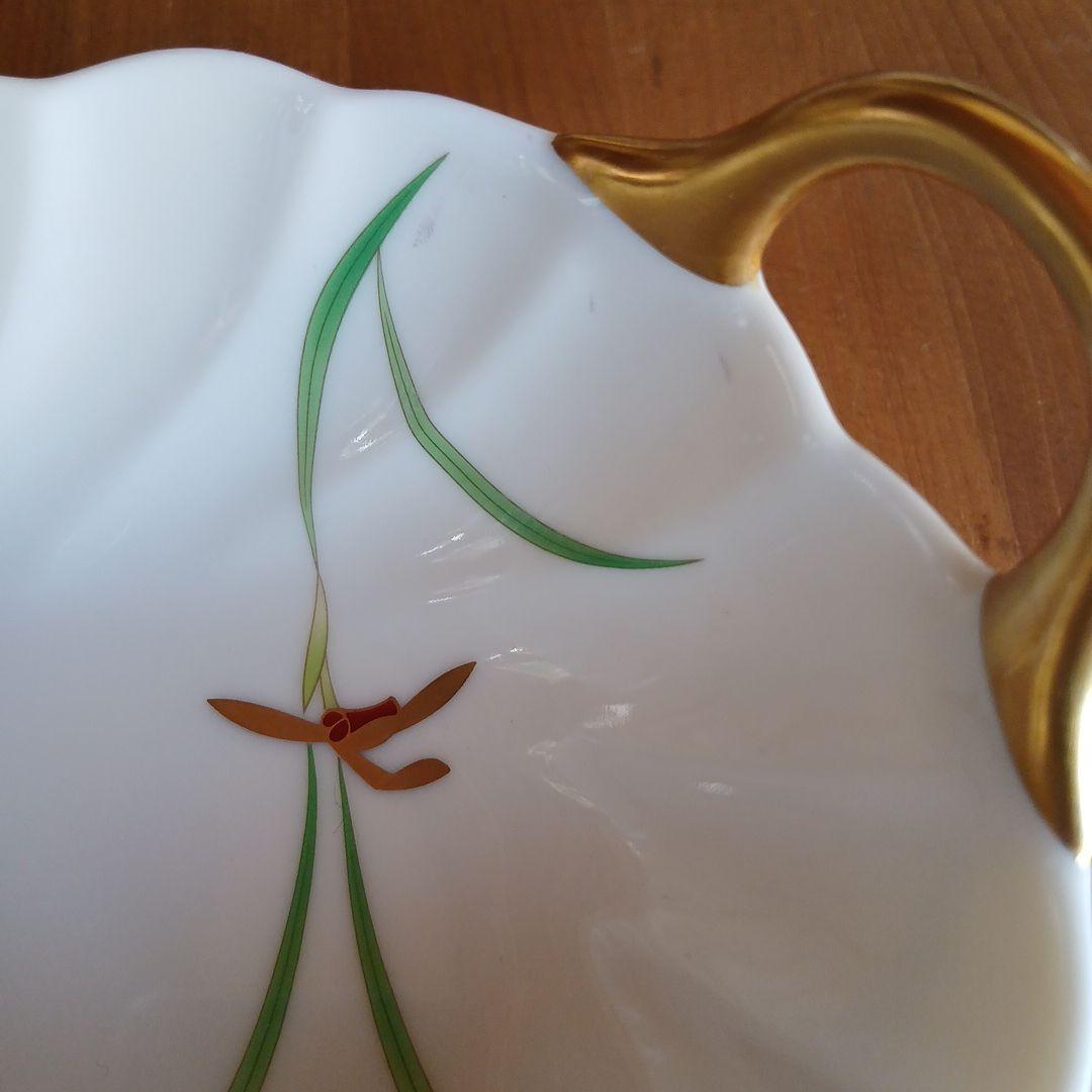 【美品】香蘭社 蘭 金彩 耳付大皿2枚セット（36cm特大長皿＆24cm深鉢）