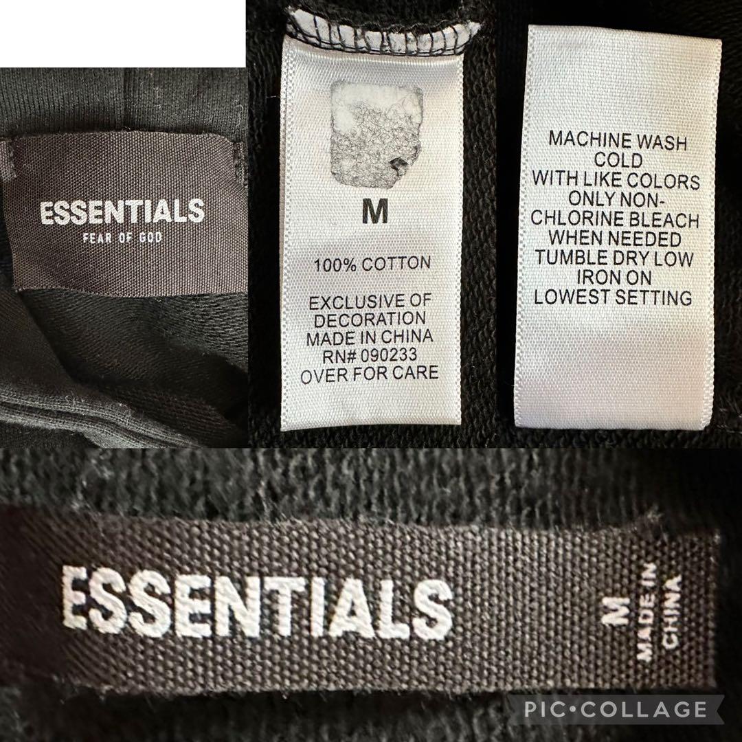 FOG ESSENTIALS パーカー男女兼用 M 高級感 フート付き反射ロゴ