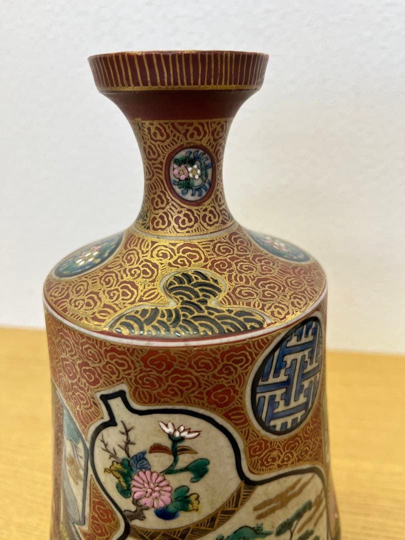 花瓶　飾り壺　九谷　伝統工芸品　左三作　昭和レトロ　インテリア　アンティーク