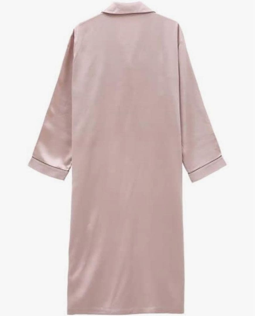 睡眠科学 長袖 絹100% 吸放湿性 前開きワンピース YNX544 Lサイズ