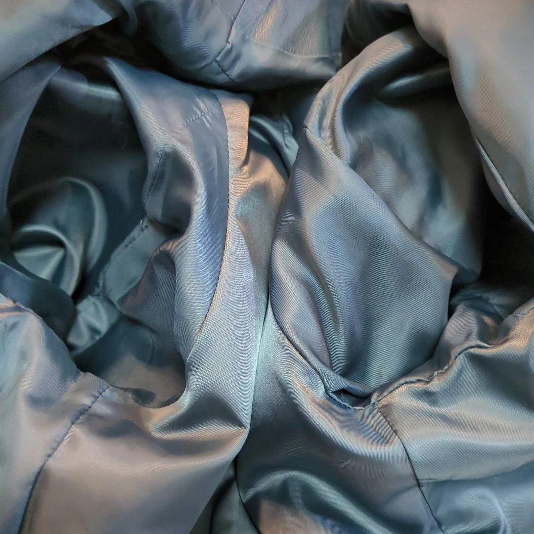 【美品】 LANVIN en Bleu ラムレザージャケット フリル ブルー