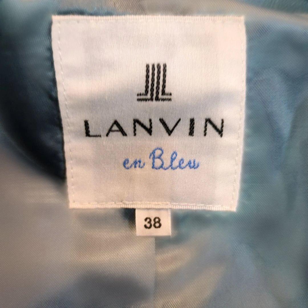 【美品】 LANVIN en Bleu ラムレザージャケット フリル ブルー