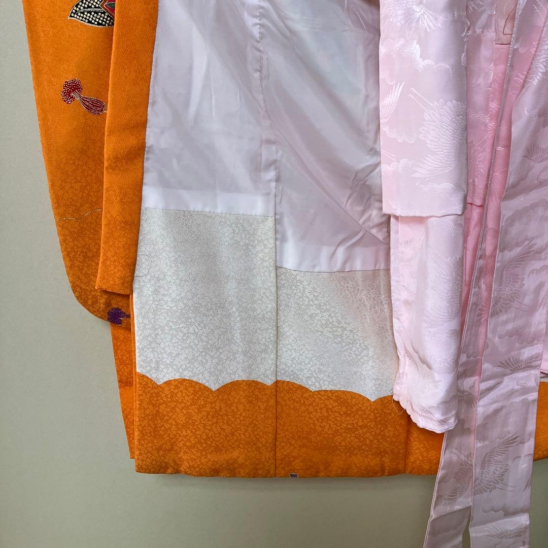 お宮参り女の子　産着　七五三（三歳）　一つ身　長襦袢付き　お祝着　正絹着物のしめ