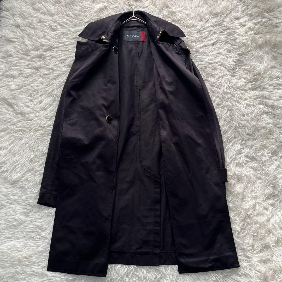 【美品】マックスマーラ ロングトレンチコート ベルト付き ダブル ブラック40