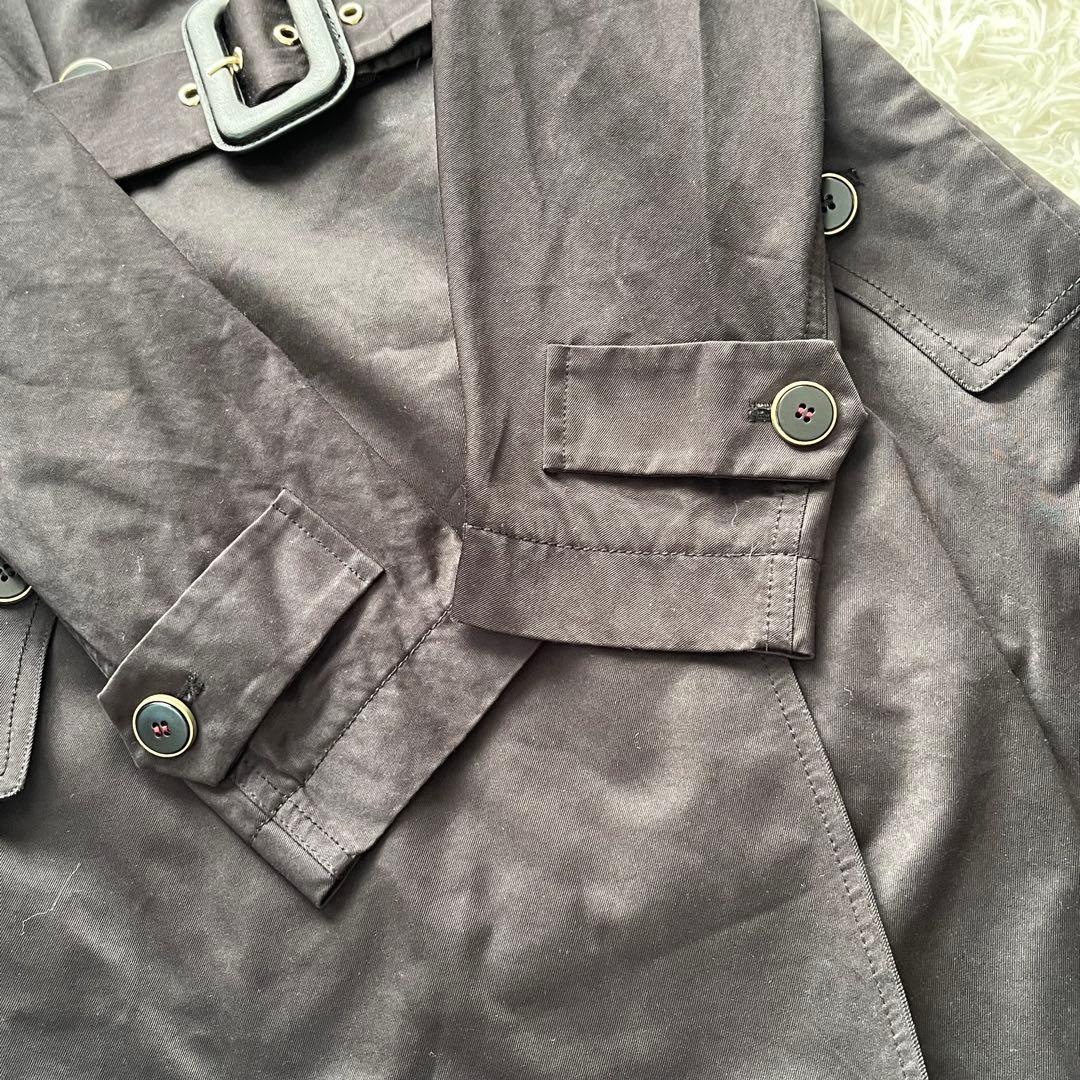 【美品】マックスマーラ ロングトレンチコート ベルト付き ダブル ブラック40