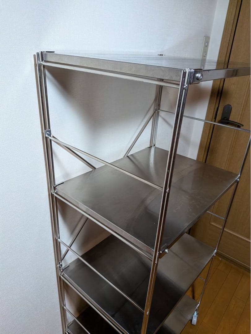 ■送料込■無印 ステンレスユニットシェルフ 棚 家具 シルバー 収納 キャスター