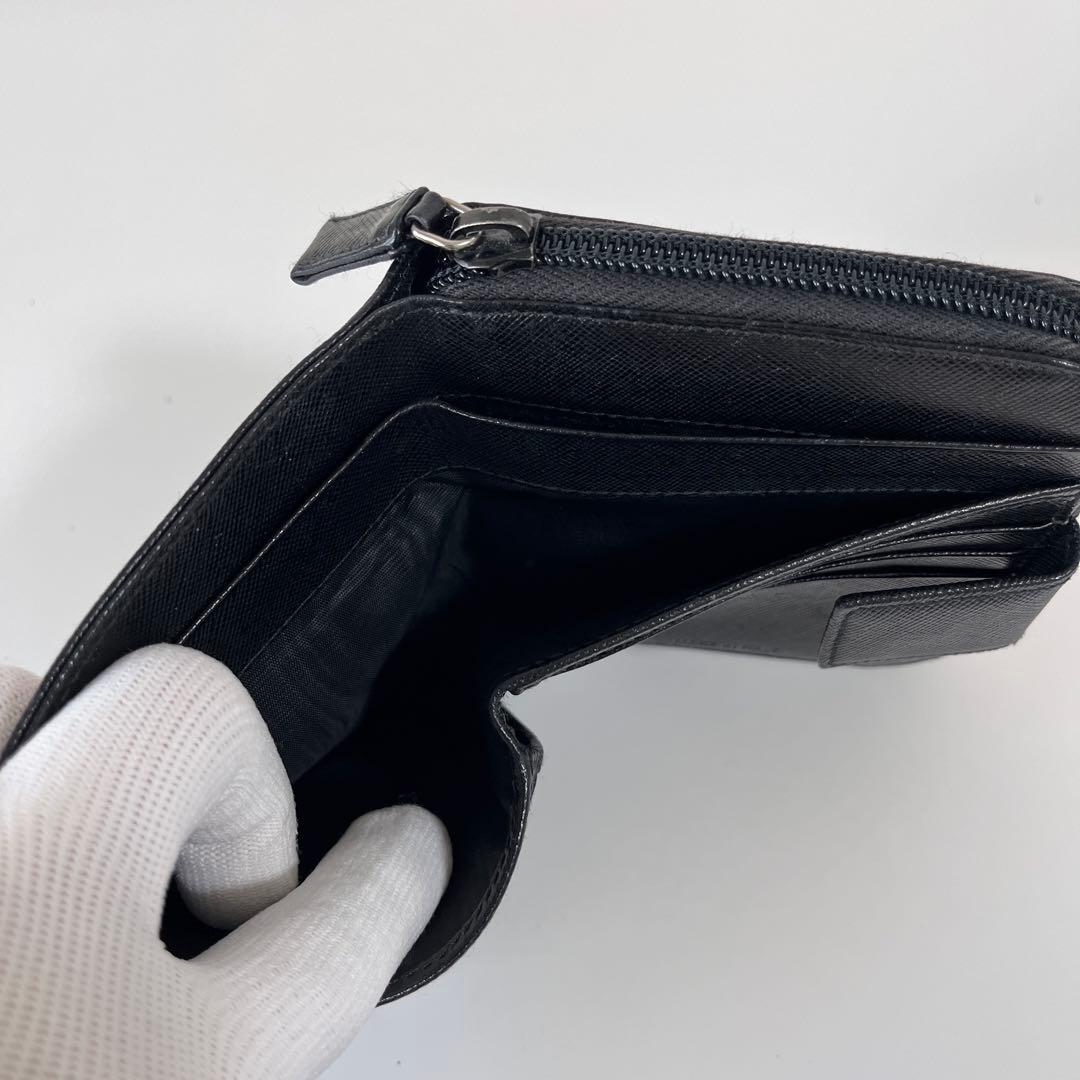 PRADA プラダ サフィアーノ レザー トライアングルロゴ ブラック 財布