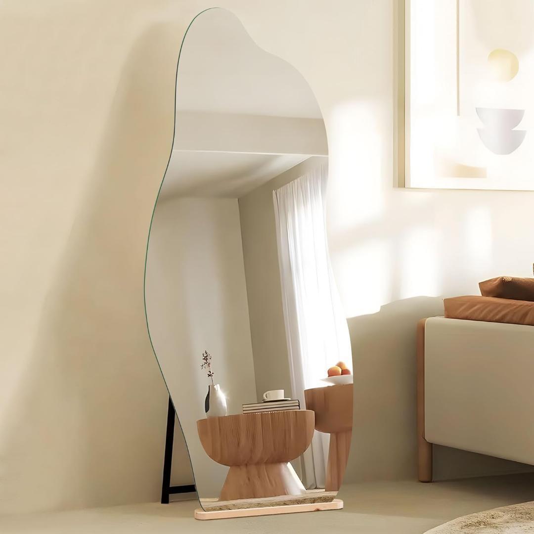 全身鏡 姿見鏡 イレギュラミラー スタンドミラー ノンフレーム立てかけ 姿見 鏡