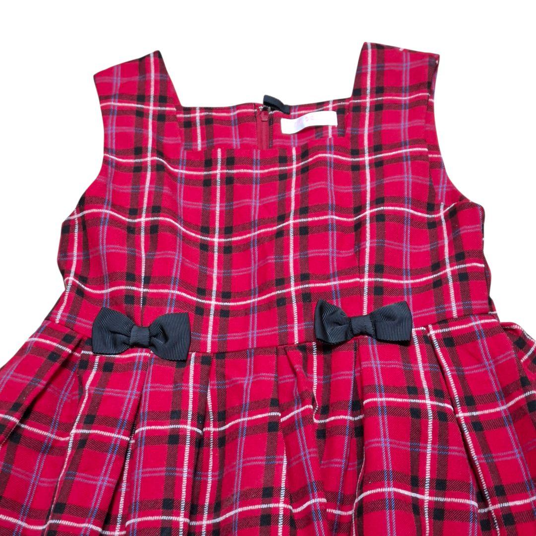 メゾピアノ　アリス柄ワンピース　ジャンパースカート　140 チェック