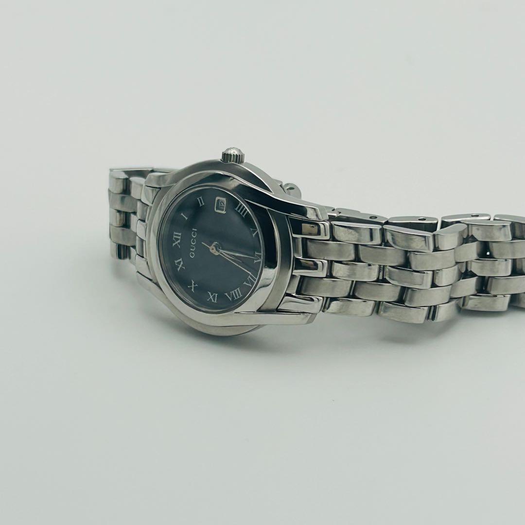 美品 グッチ 5500L Gクラス 黒文字盤 新品電池 デイト レディース