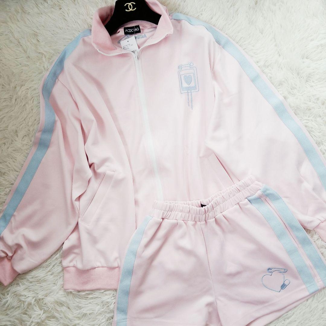 【大人気】　新品 ACDCRAG　輸血ジャージ　安心ショーパン　ピンク　ゆるだぼ
