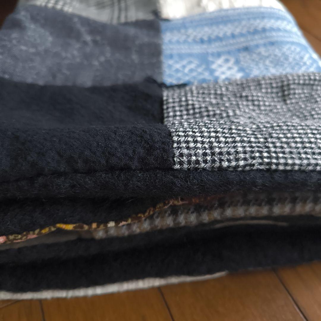 お値下げハンドメイドパッチワーク暖か大判ブランケット群言堂 松場登美 藍