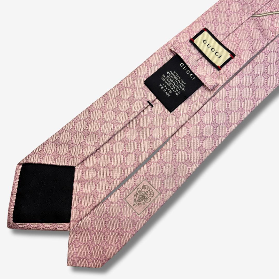 GUCCI シルクネクタイ GG柄 モノグラム ピンク