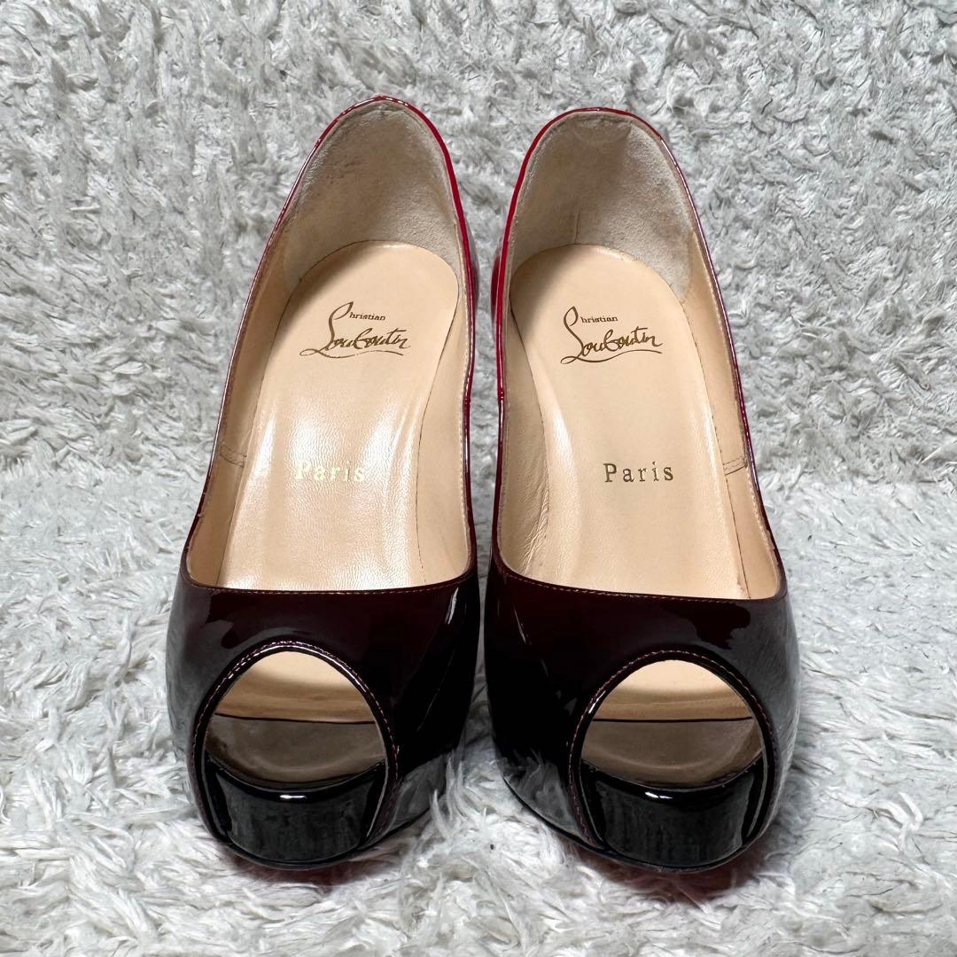 未使用級 クリスチャンルブタン オープントゥ パンプス グラデ プラットフォーム