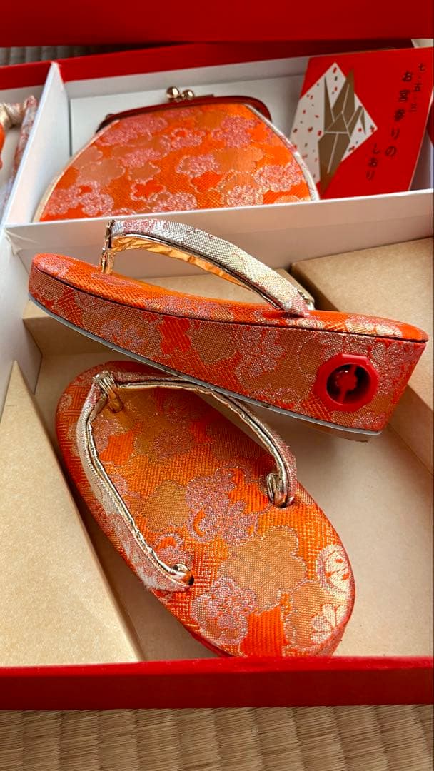 【大丸百貨店 高級】七五三 はこせこ 草履 扇子 髪飾り バッグ 帯締め