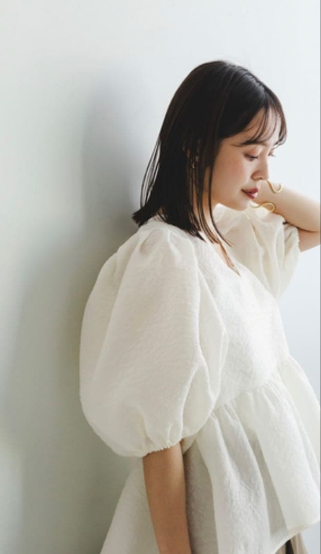 NOBLE ノーブル ☆【洗える】シアーノイズジャガードブラウス