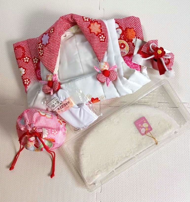 美品　花うさぎ　３歳　七五三 　女の子　ピンク 　花柄 被布　着物セット