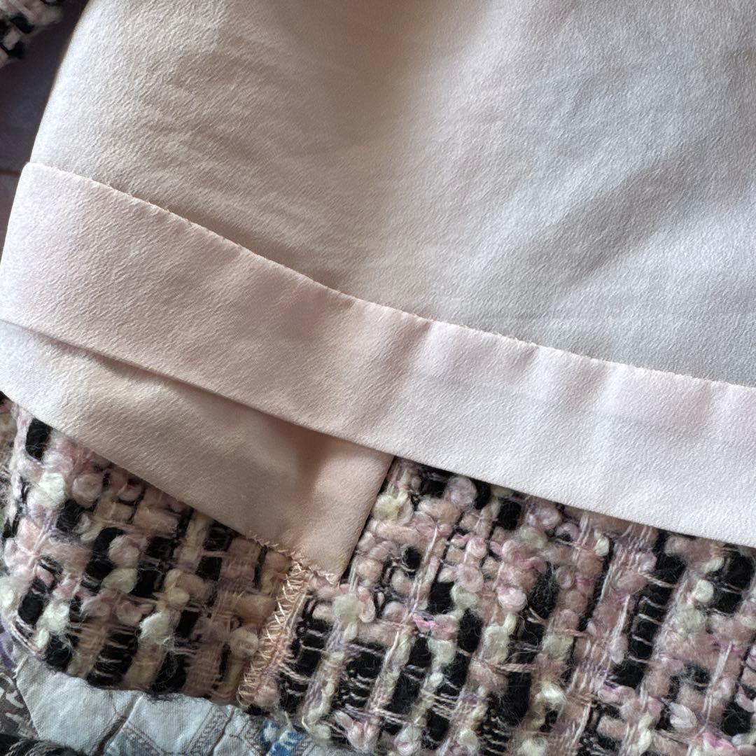 Vintage ツイード　ブラックピンク　オーダーコート　レトロ　昭和