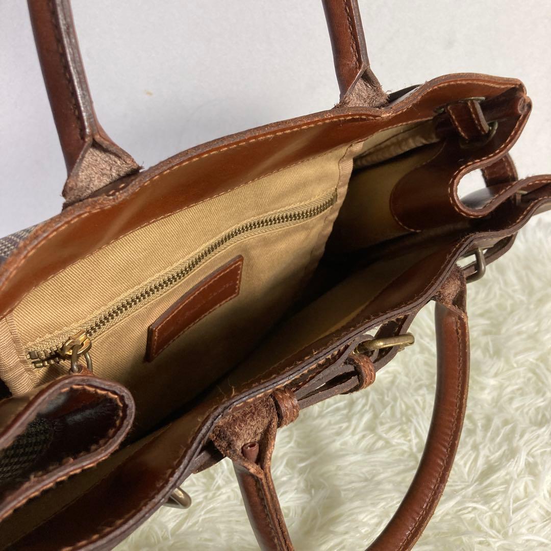 【良品 】ポロラルフローレン ハンドバッグ A4可 PVCレザー 千鳥格子