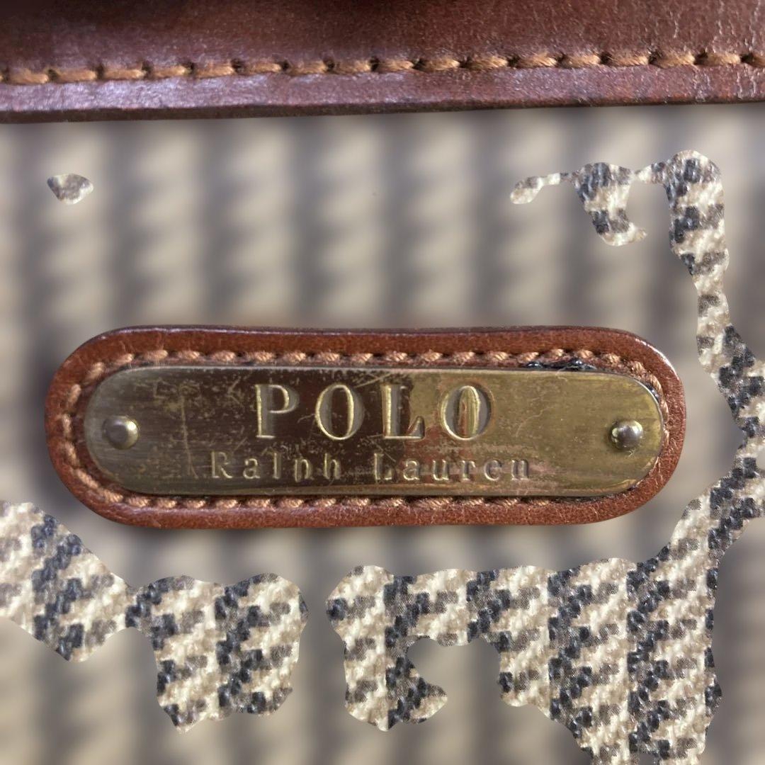 【良品 】ポロラルフローレン ハンドバッグ A4可 PVCレザー 千鳥格子