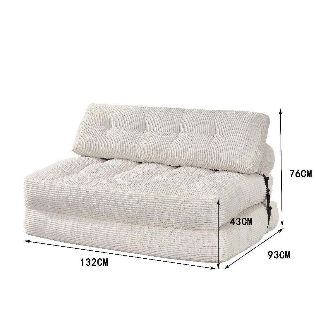 幅132cm折りたたみ ソファベッド 枕付きマットレス シュレッドフォーム多機能