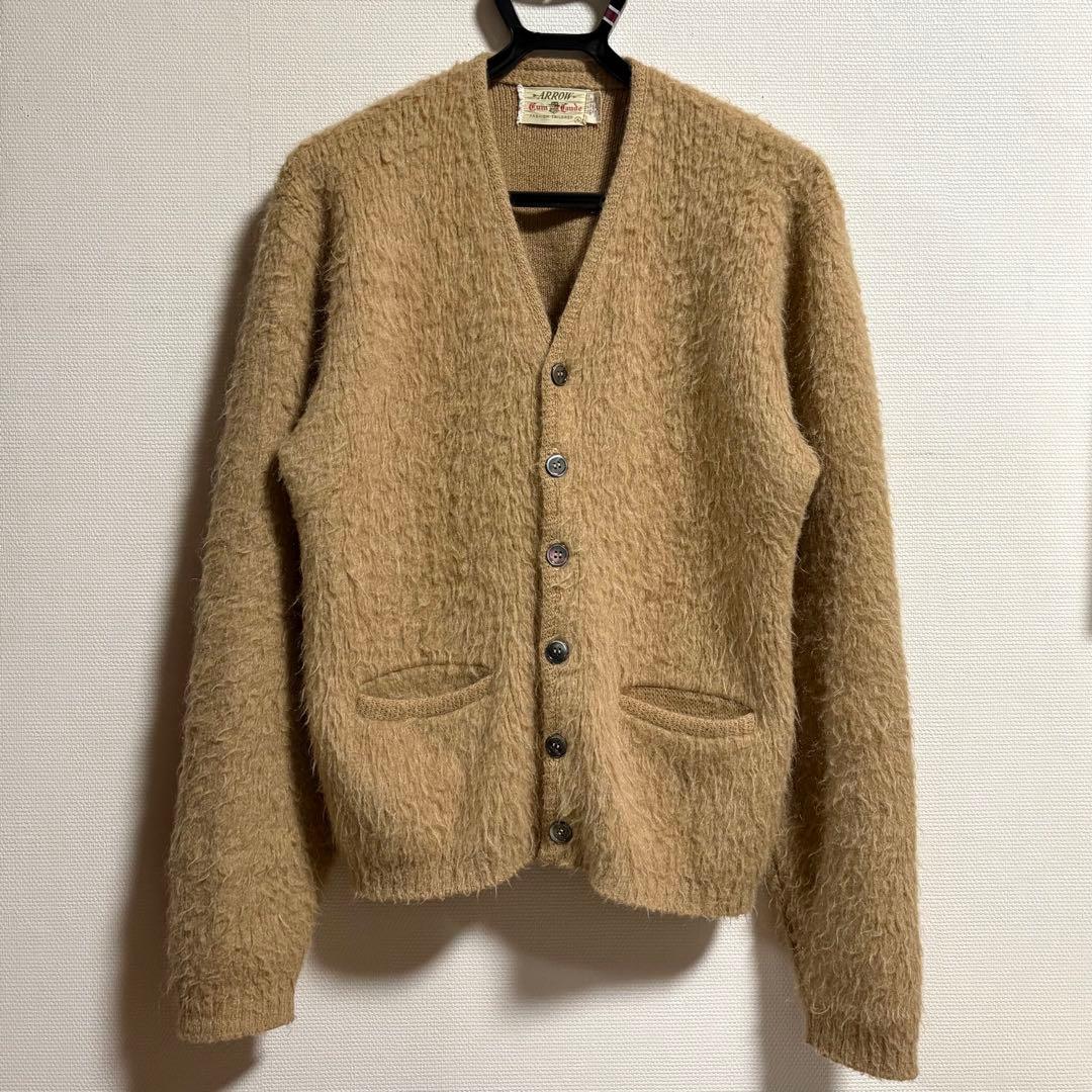 イ*ー様 60s モヘア　カーディガン　鬼毛足　美品　ARROW ベージュ　ヴィ