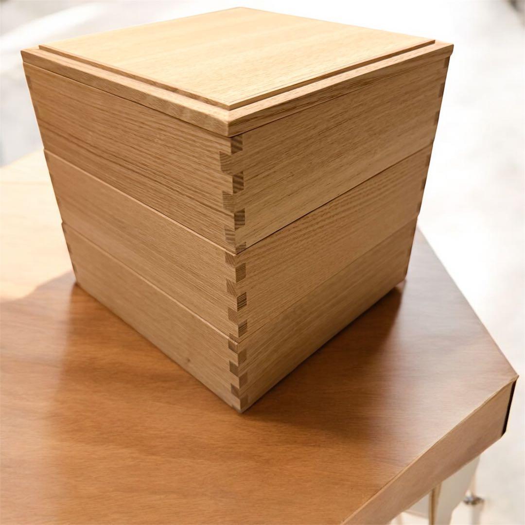 極美品　松屋漆器店　三段重箱　ナチュラル