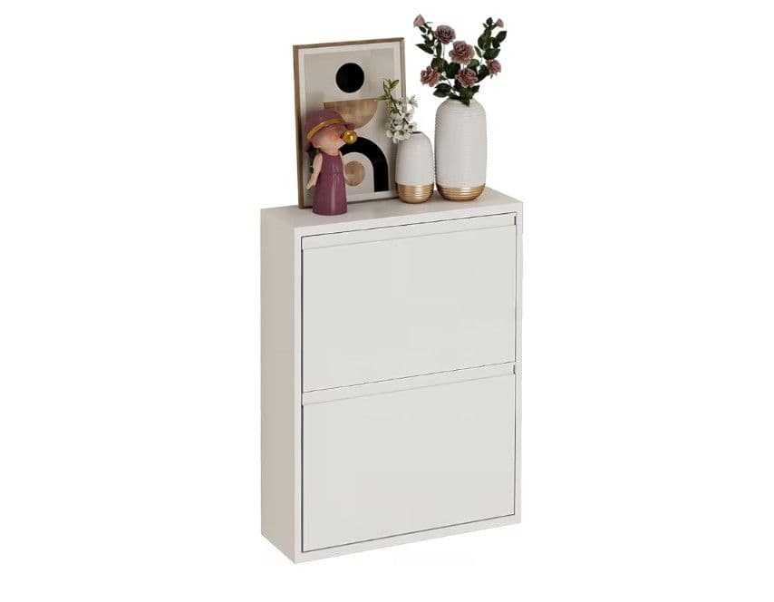 新品未組立 JAVRON シューズボックス 2段 スリム (ホワイト)