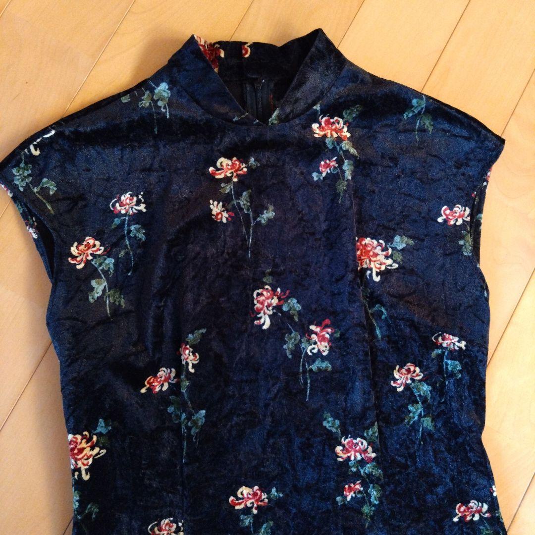 マリココウガ　ベロア　花柄　ロングドレス　ワンピース