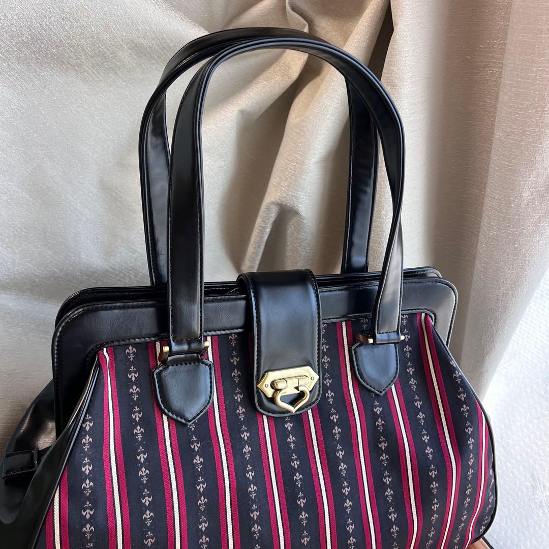 美品✨エクサントリーク レジメンタル柄　ハンドバッグ ボストンバッグ