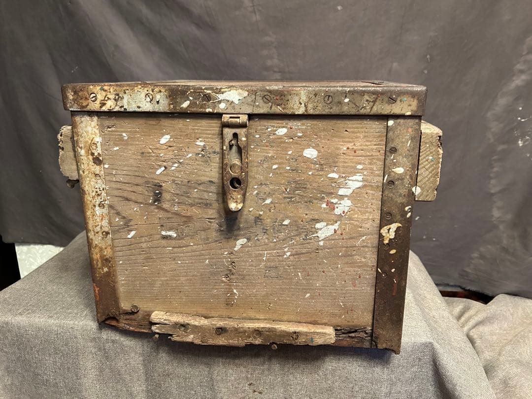 ◉【送料無料】デッドストック 弾薬箱 帝国陸軍 旧軍 弾薬入れ 古民具 木箱