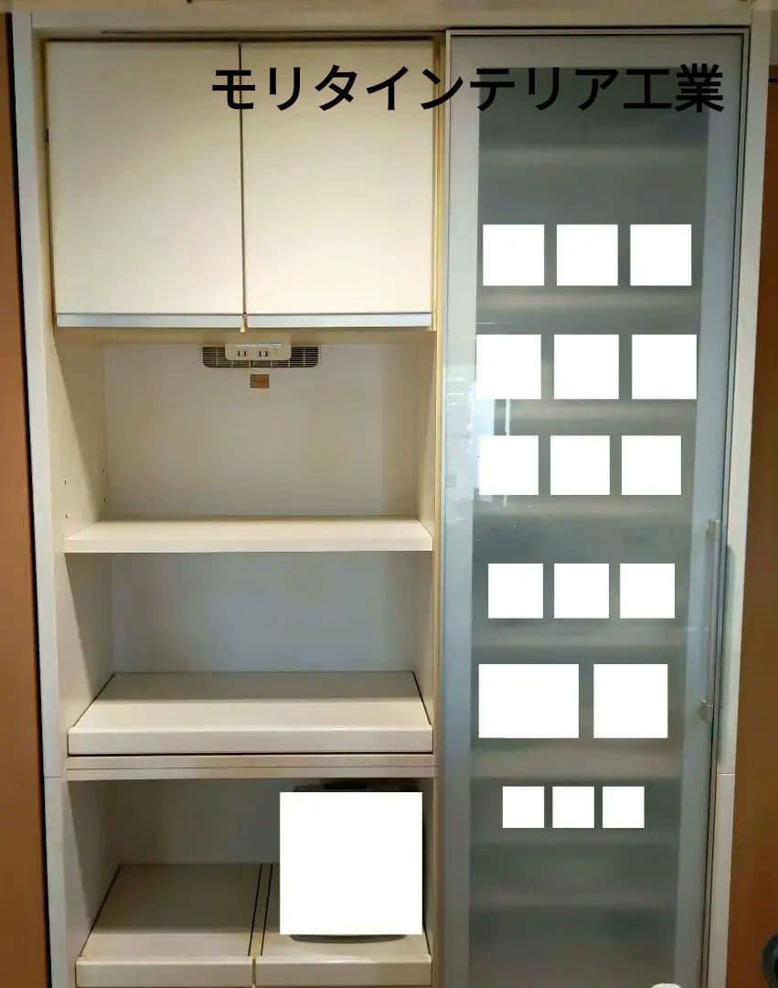 モリタインテリア 120cm幅 高さ205cmダイニングボード 食器棚 ホワイト