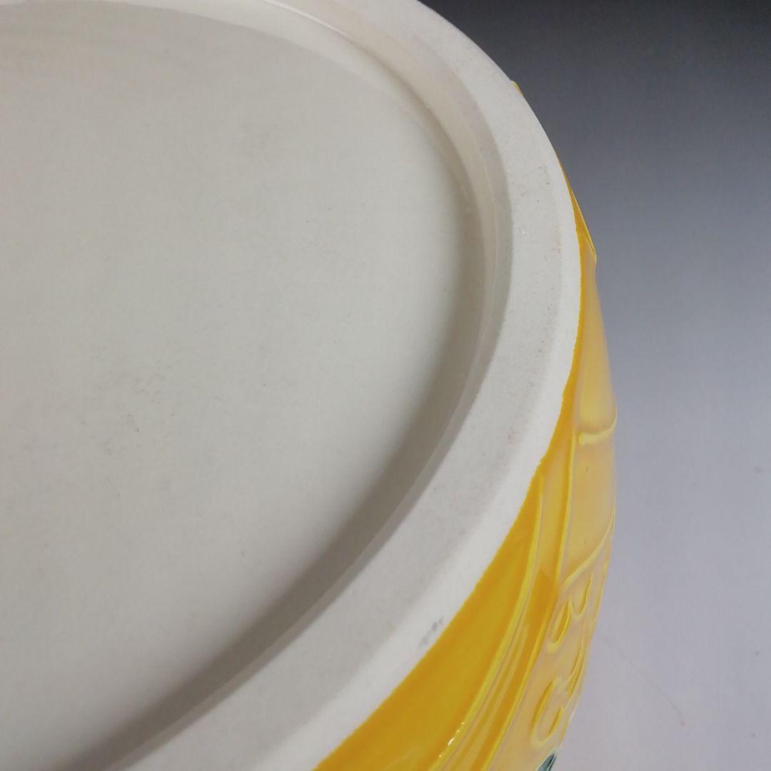 Ｔ９２２　水指　『黄交趾　四季草花花丸』『三室戸 造』　共箱　茶道具