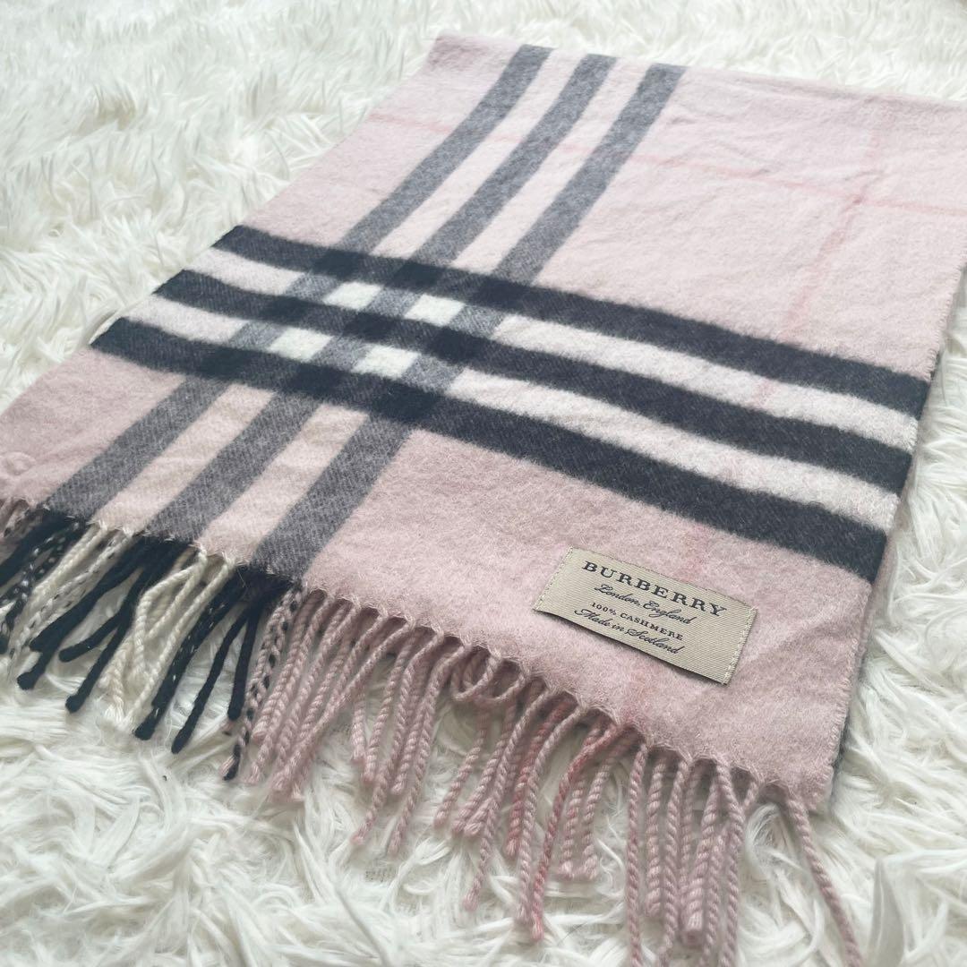 【美品】BURBERRY バーバリー マフラー カシミヤ100% メガチェック