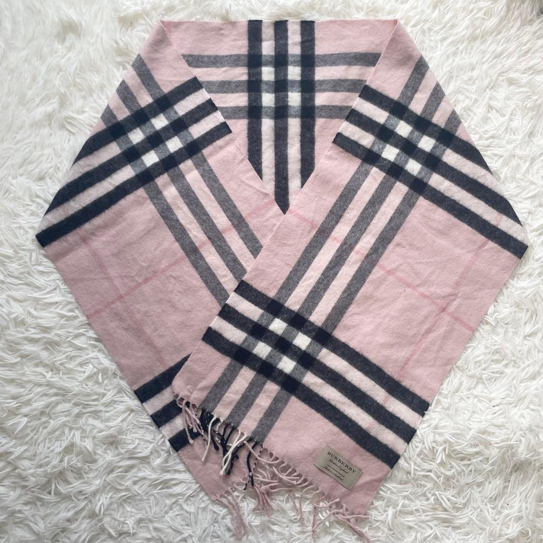 【美品】BURBERRY バーバリー マフラー カシミヤ100% メガチェック