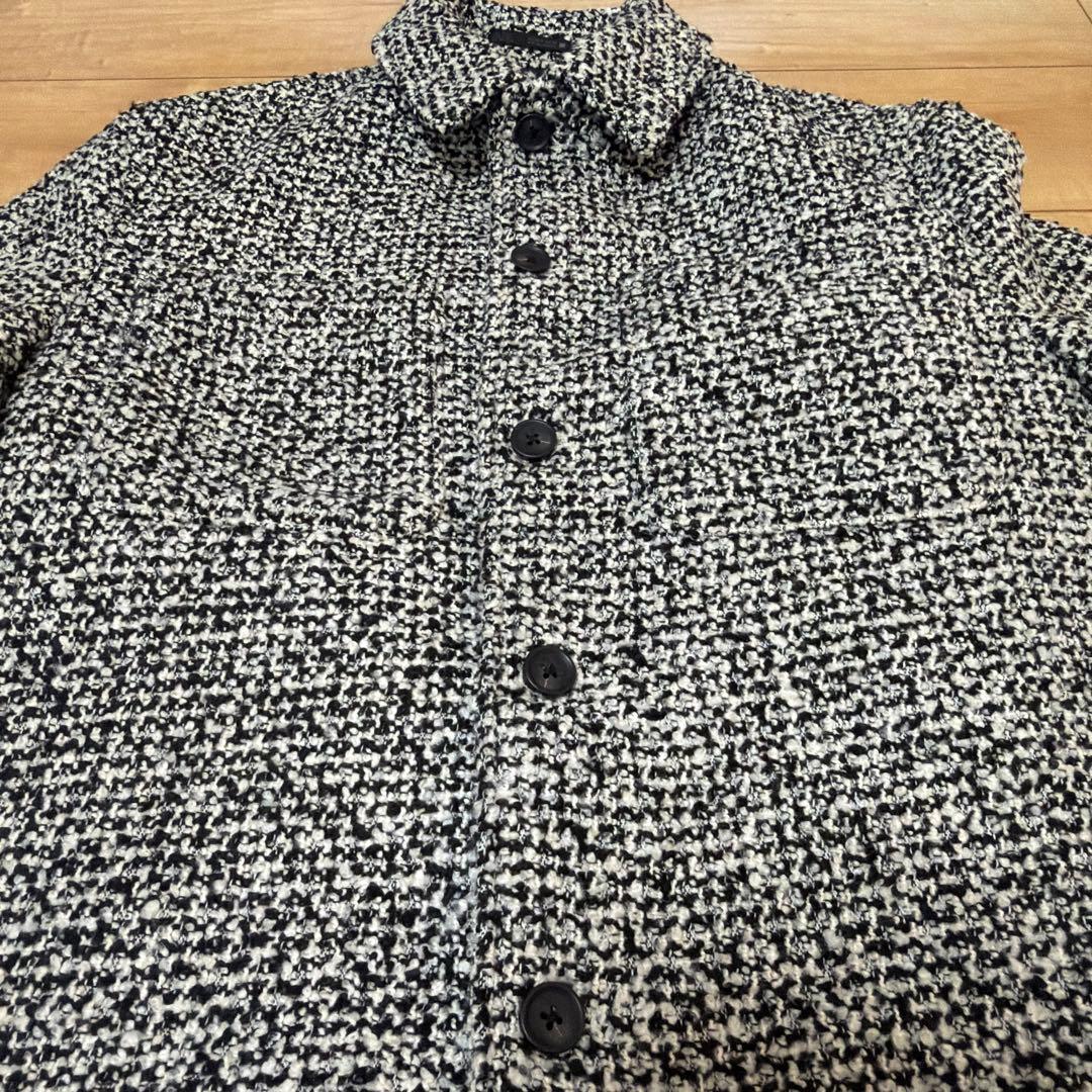 ZARA ザラ テクスチャードポケットシャツジャケット 白黒 ジャケット S