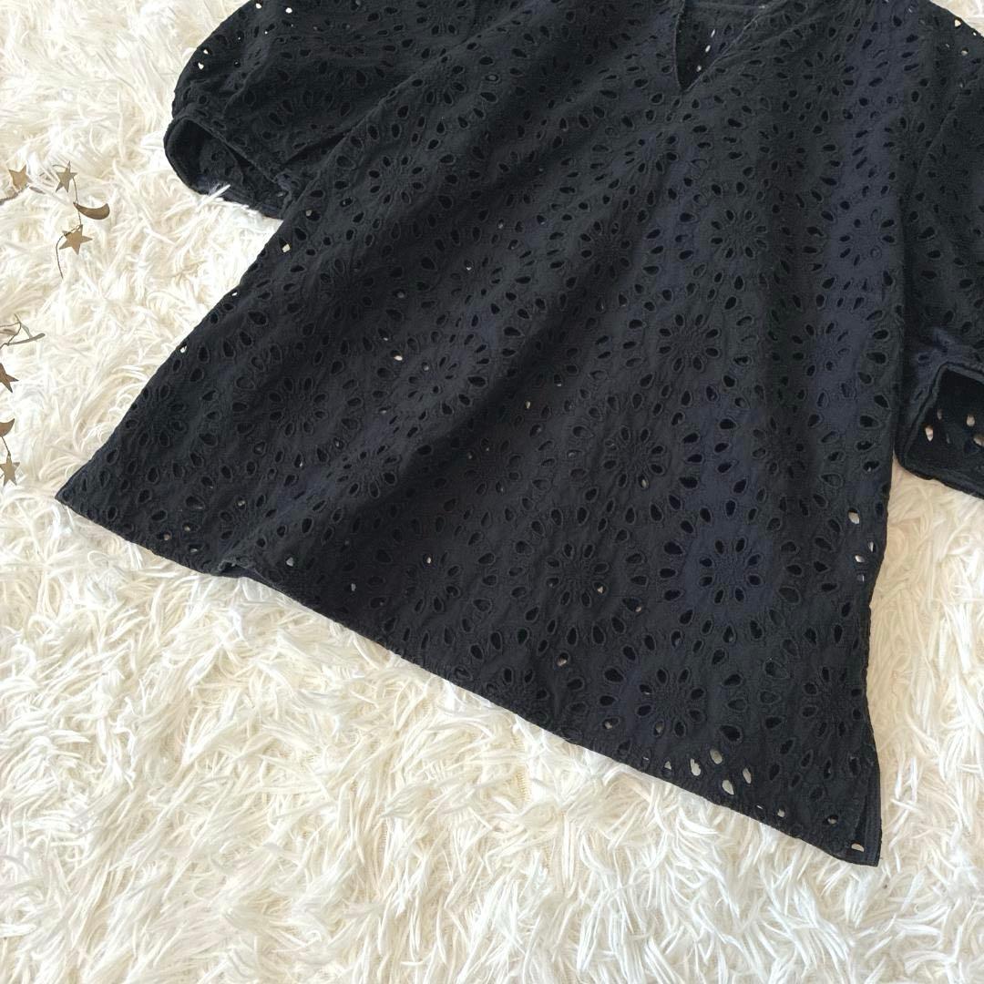 23SS ボールジィ♡コットンカットワークレース パフスリーブブラウス　黒