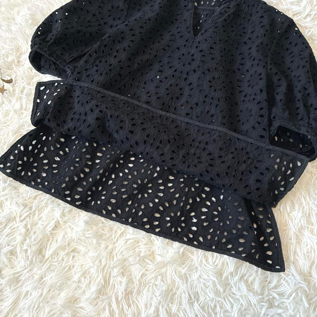 23SS ボールジィ♡コットンカットワークレース パフスリーブブラウス　黒