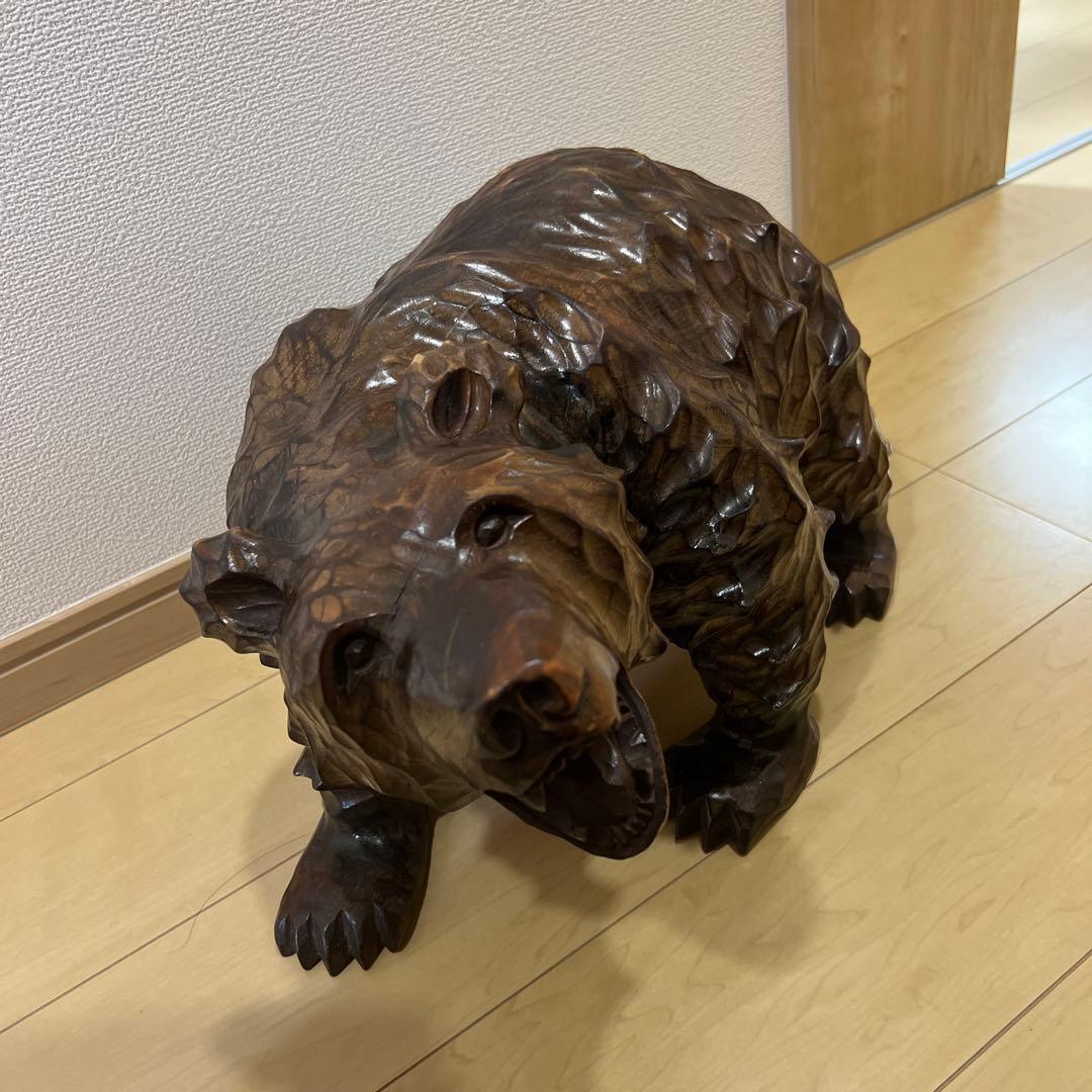 彫刻　熊　置物　木製　オシャレ　アンティーク　大型