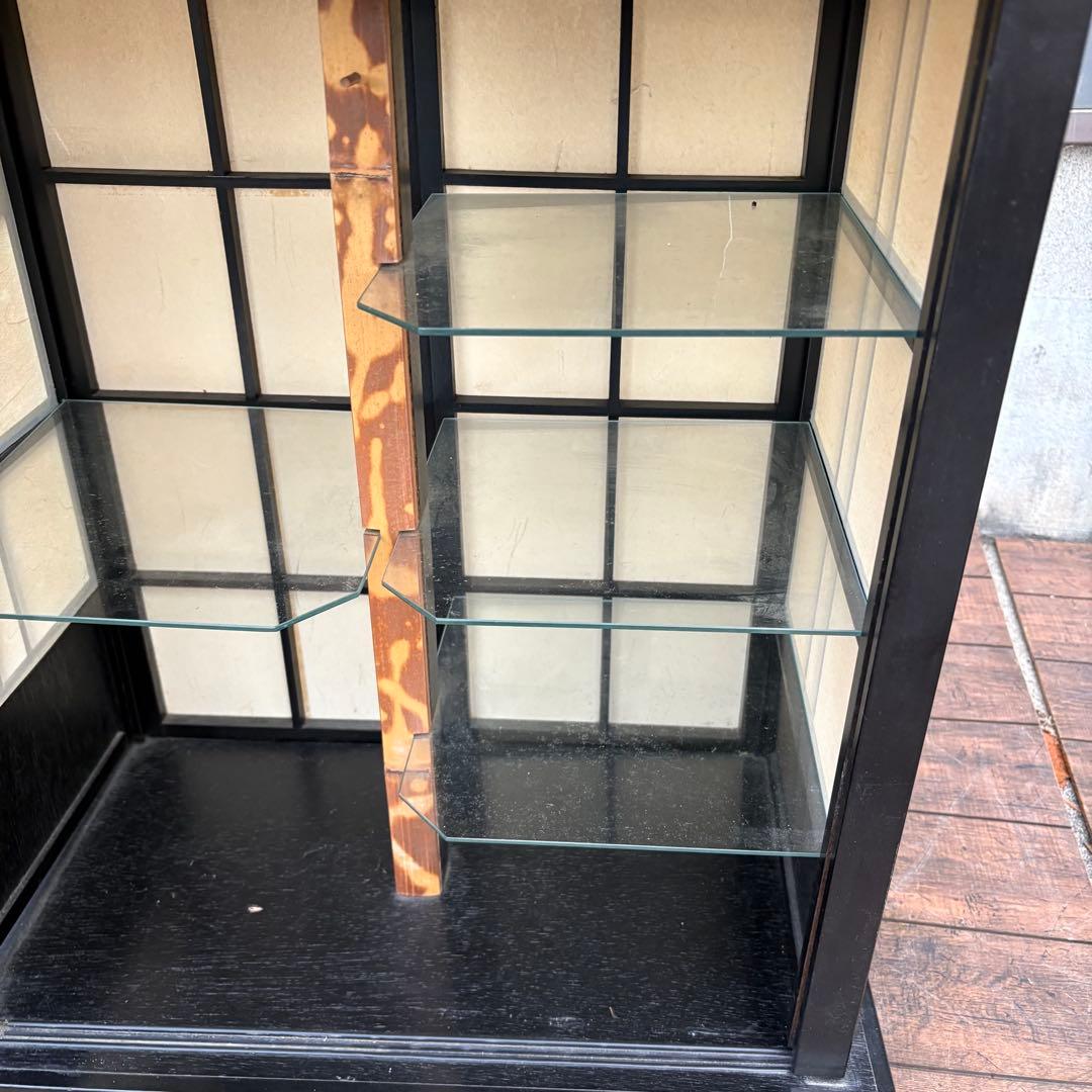 C壁 昭和レトロ 木製 茶箪笥 茶棚 ガラス戸 飾り棚 サイドボード 古家具